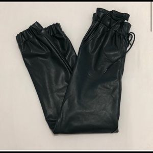Abercrombie & Fitch Black Vegan Leather Joggers